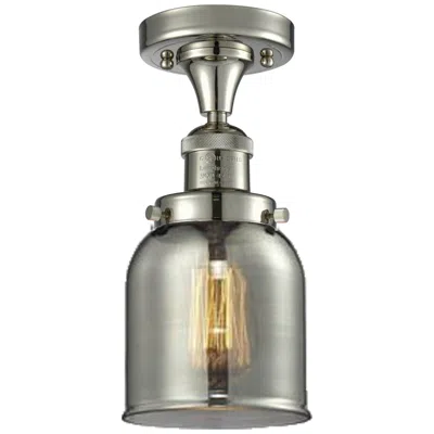 Innovations Lighting Bell 5" Wide Polished Nickel Semi Flush Mount W/ Plated Smoke Shade In Silver