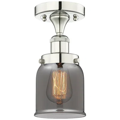 Innovations Lighting Bell 5" Wide Polished Nickel Semi.flush Mount With Plated Smoke Glass