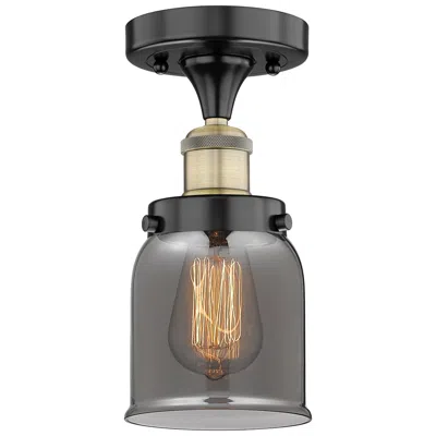 Innovations Lighting Bell 5"w Black Antique Brass Semi.flush Mount With Plated Smoke Glass