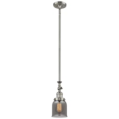 Innovations Lighting Bell 5"w Brushed Satin Nickel Stem Hung Mini Pendant W/ Plated Smoke S
