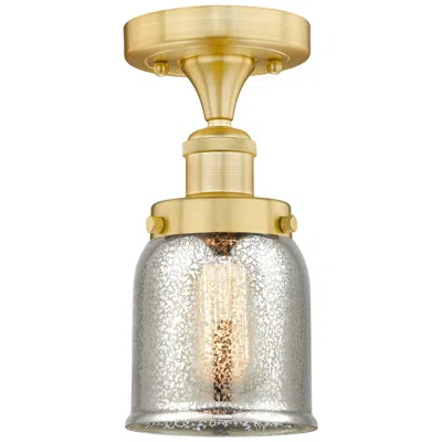 Innovations Lighting Bell 5"w Satin Gold Semi.flush Mount With Silver Plated Mercury Glass