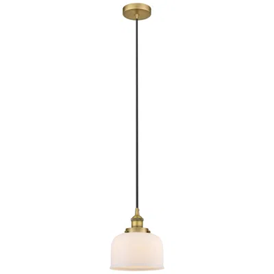 Innovations Lighting Bell 7 3/4" Wide Brushed Brass And White Glass Mini Pendant