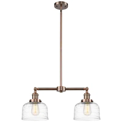 Innovations Lighting Bell 8" - 2 Light 21" Island Light - Antique Copper  - Clear Deco