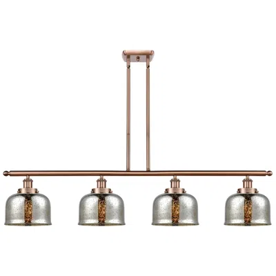 Innovations Lighting Bell 8" 4 Light 48" Island Light - Antique Copper  - Silver Plate In Gold