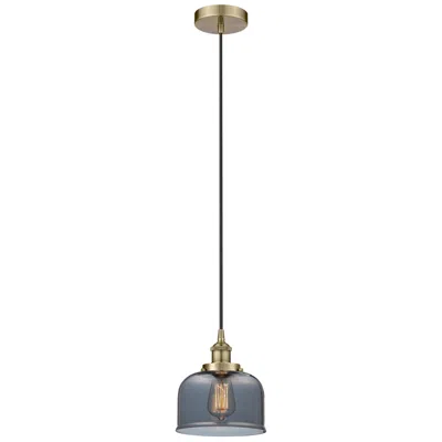 Innovations Lighting Bell 8" Antique Brass Mini Pendant W/ Plated Smoke Shade In Gold