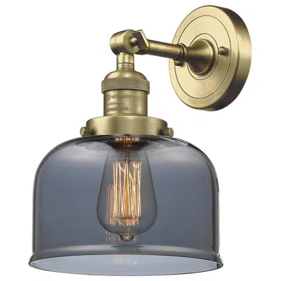 Innovations Lighting Bell 8" Antique Brass Sconce W/ Plated Smoke Shade