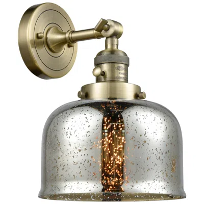 Innovations Lighting Bell 8" Antique Brass Sconce W/ Silver Plated Mercury Shade