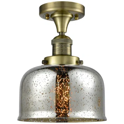 Innovations Lighting Bell 8" Antique Brass Semi Flush Mount W/ Silver Plated Mercury Shade