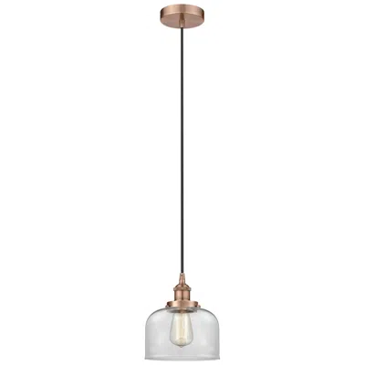 Innovations Lighting Bell 8" Antique Copper Mini Pendant W/ Clear Shade