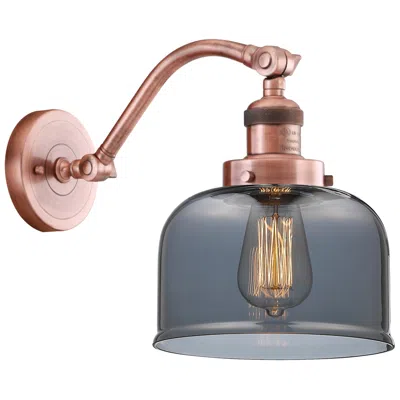 Innovations Lighting Bell 8" Antique Copper Sconce W/ Plated Smoke Shade