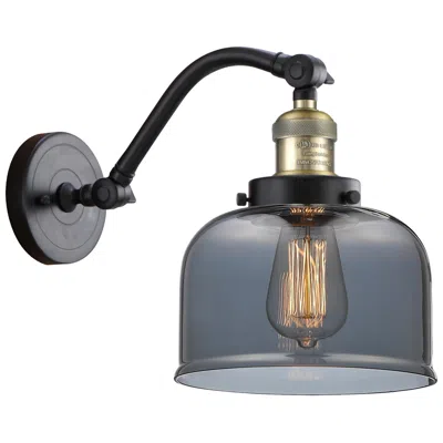 Innovations Lighting Bell 8" Black Antique Brass Sconce W/ Plated Smoke Shade