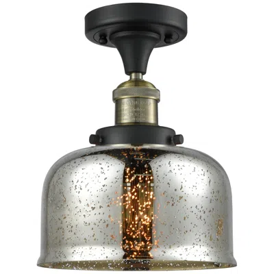 Innovations Lighting Bell 8" Black Antique Brass Semi Flush Mount W/ Silver Plated Mercury
