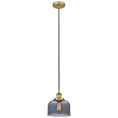 Innovations Lighting Bell 8" Brushed Brass Mini Pendant W/ Plated Smoke Shade