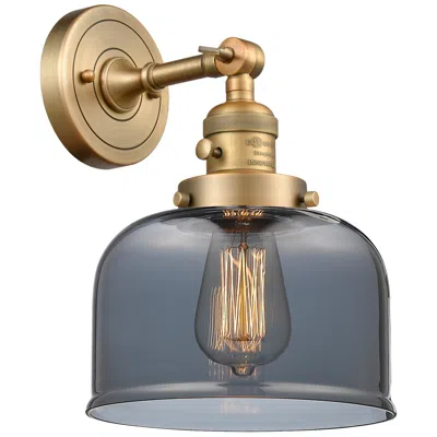 Innovations Lighting Bell 8" Brushed Brass Sconce W/ Plated Smoke Shade