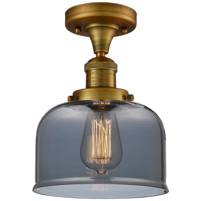 Innovations Lighting Bell 8" Brushed Brass Semi Flush Mount W/ Plated Smoke Shade In Gold