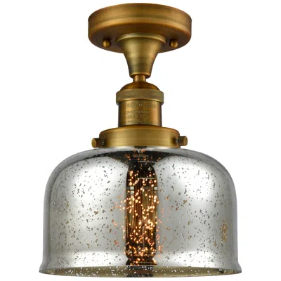 Innovations Lighting Bell 8" Brushed Brass Semi Flush Mount W/ Silver Plated Mercury Shade In Gold