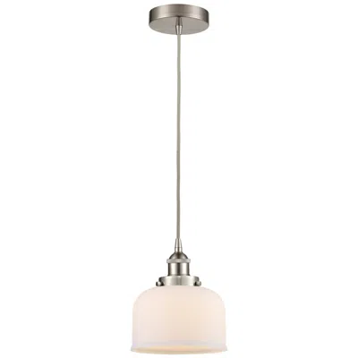 Innovations Lighting Bell 8" Brushed Satin Nickel Mini Pendant W/ Matte White Shade In Silver