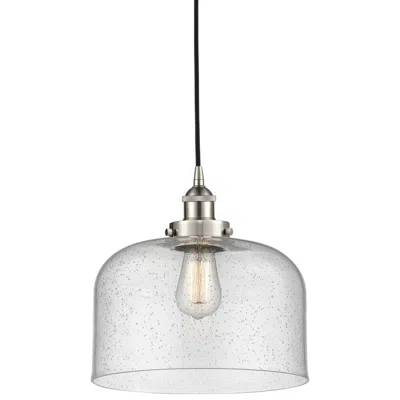 Innovations Lighting Bell 8" Brushed Satin Nickel Mini Pendant W/ Seedy Shade