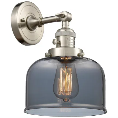 Innovations Lighting Bell 8" Brushed Satin Nickel Sconce W/ Plated Smoke Shade