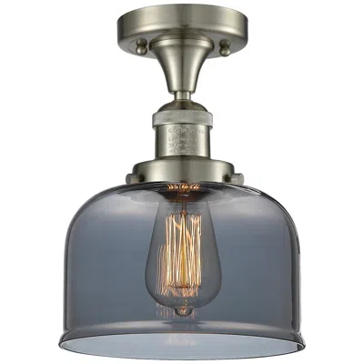 Innovations Lighting Bell 8" Brushed Satin Nickel Semi Flush Mount W/ Plated Smoke Shade