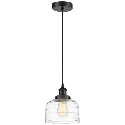 Innovations Lighting Bell 8" Matte Black Mini Pendant W/ Clear Deco Swirl Shade