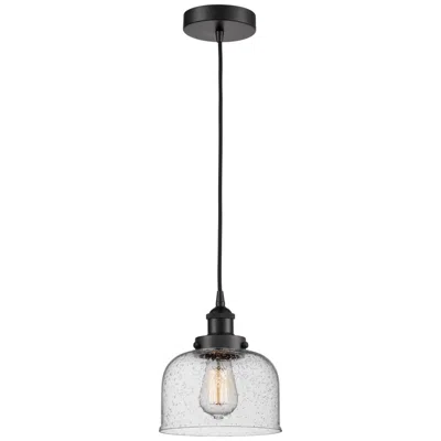 Innovations Lighting Bell 8" Matte Black Mini Pendant W/ Seedy Shade