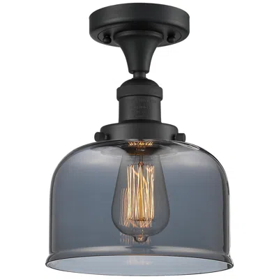 Innovations Lighting Bell 8" Matte Black Semi Flush Mount W/ Plated Smoke Shade