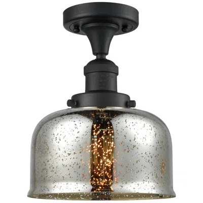 Innovations Lighting Bell 8" Matte Black Semi Flush Mount W/ Silver Plated Mercury Shade
