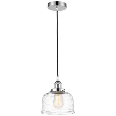 Innovations Lighting Bell 8" Polished Chrome Mini Pendant W/ Clear Deco Swirl Shade