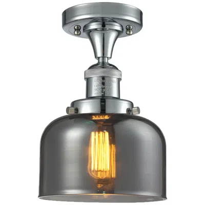 Innovations Lighting Bell 8" Polished Chrome Semi Flush Mount W/ Plated Smoke Shade
