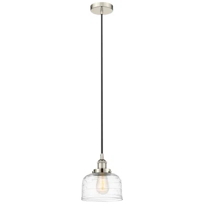 Innovations Lighting Bell 8" Polished Nickel Mini Pendant W/ Clear Deco Swirl Shade