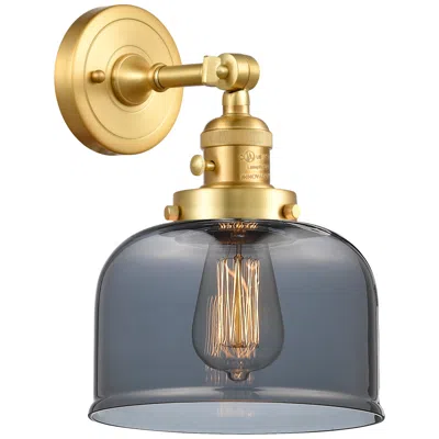 Innovations Lighting Bell 8" Satin Gold Sconce W/ Plated Smoke Shade