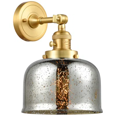 Innovations Lighting Bell 8" Satin Gold Sconce W/ Silver Plated Mercury Shade