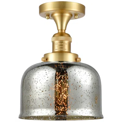 Innovations Lighting Bell 8" Satin Gold Semi Flush Mount W/ Silver Plated Mercury Shade