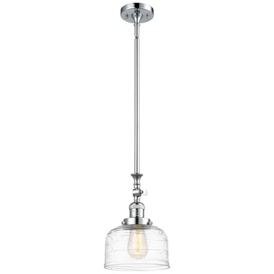 Innovations Lighting Bell 8" Stem Hung Mini Pendant - Polished Chrome - Clear Deco Swirl Shade