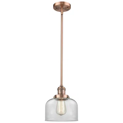 Innovations Lighting Bell 8" Wide Antique Copper Mini Pendant With Clear Bell Glass Shade
