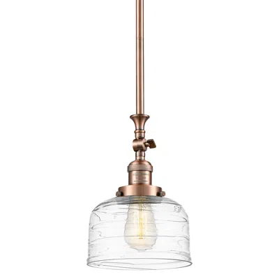 Innovations Lighting Bell 8" Wide Copper Stem Hung Tiltable Mini Pendant W/ Deco Swirl Shad