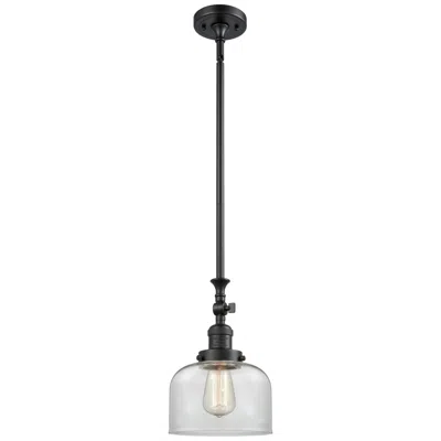 Innovations Lighting Bell 8" Wide Matte Black Stem Hung Tiltable Mini Pendant W/ Clear Shad