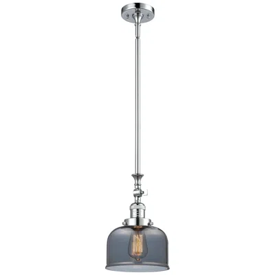 Innovations Lighting Bell 8" Wide Polished Chrome Stem Hung Mini Pendant W/ Plated Smoke Sh
