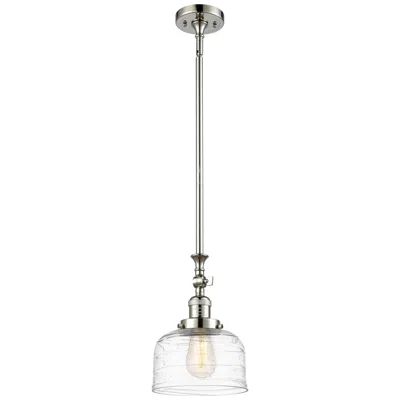 Innovations Lighting Bell 8" Wide Polished Nickel Stem Hung Mini Pendant W/ Deco Swirl Shad
