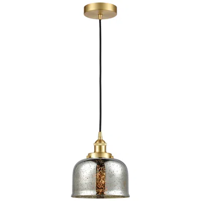 Innovations Lighting Bell 8" Wide Satin Gold Corded Mini Pendant W/ Silver Mercury Shade