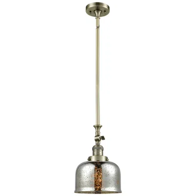 Innovations Lighting Bell 8"w Antique Brass Stem Hung Mini Pendant W/ Mercury Shade