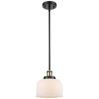 Innovations Lighting Bell 8"w Black Antique Brass Mini Pendant With Opal Glass