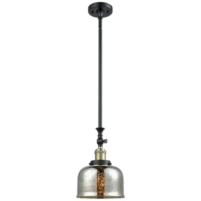 Innovations Lighting Bell 8"w Black Brass Stem Hung Mini Pendant W/ Silver Plated Mercury S