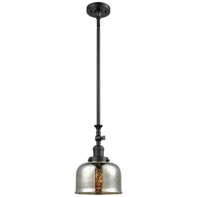 Innovations Lighting Bell 8"w Matte Black Stem Hung Mini Pendant W/ Silver Plated Mercury S