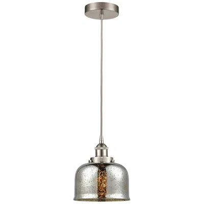 Innovations Lighting Bell 8"w Satin Nickel Corded Mini Pendant W/ Silver Mercury Shade