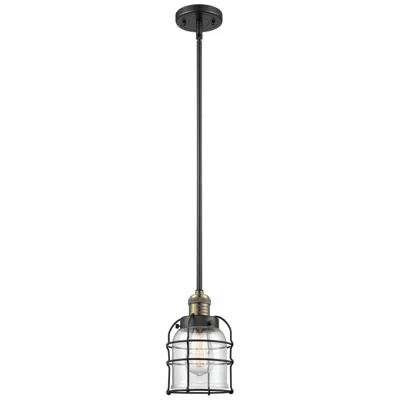Innovations Lighting Bell Cage 6" Black Antique Brass Mini Pendant W/ Clear Shade