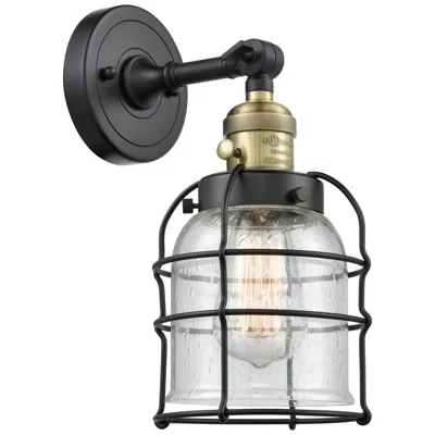 Innovations Lighting Bell Cage 6" Black Antique Brass Sconce W/ Seedy Shade