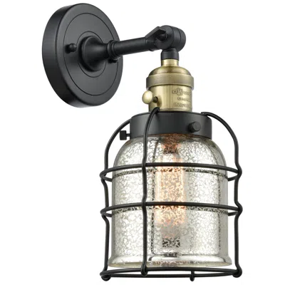 Innovations Lighting Bell Cage 6" Black Antique Brass Sconce W/ Silver Plated Mercury Shade