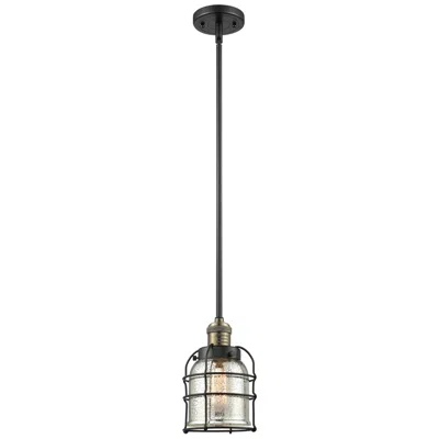Innovations Lighting Bell Cage 6" Black Brass Mini Pendant W/ Silver Plated Mercury Shade